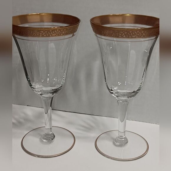 Vintage Tiffin Crystal & Gold Rim Glasses - Picture 2 of 4